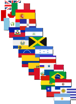 Picture with flags from Latin America, Canada, the UK, Spain and Italy